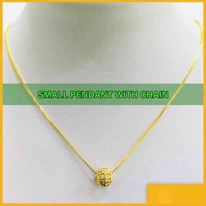 Gold Plated Box Chain With Pearl Pendant Crystal White Stone For Women - Free Gift box